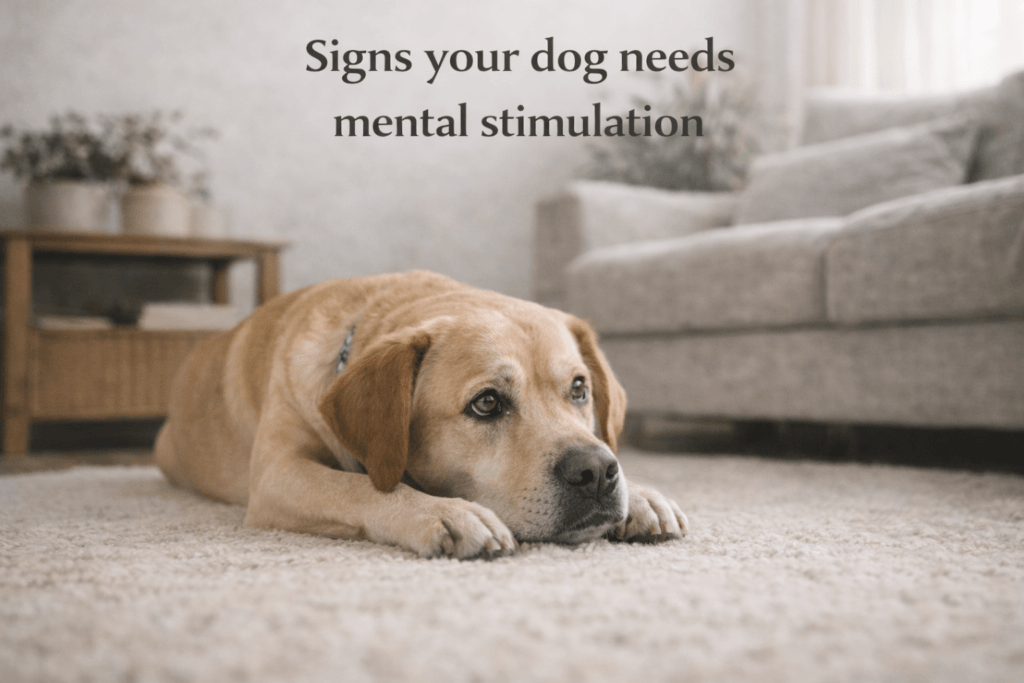 Bored dog showing restless behavior indoors due to lack of mental stimulation