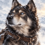 Noble Sled Dog in the Arctic Glow